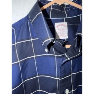 Brooks Brothers Mens‎ L/S Non-Iron Shirt Madison Fit Blue Plaid Size Small READ